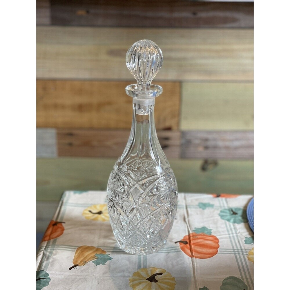 Vintage Cut Crystal Decanter - Pinwheel/ Star Design Very Heavy Barware
